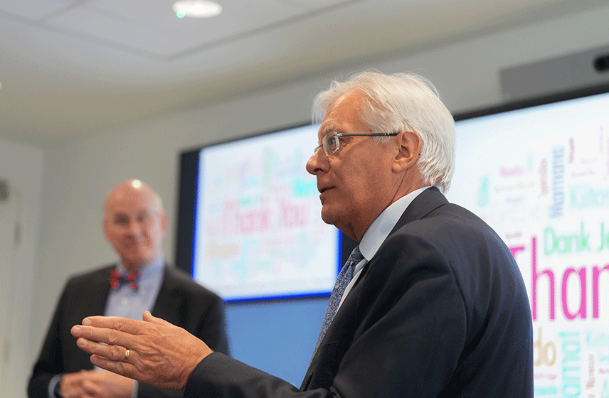 Dr. Ware and Dr. Stoller giving a presentation.